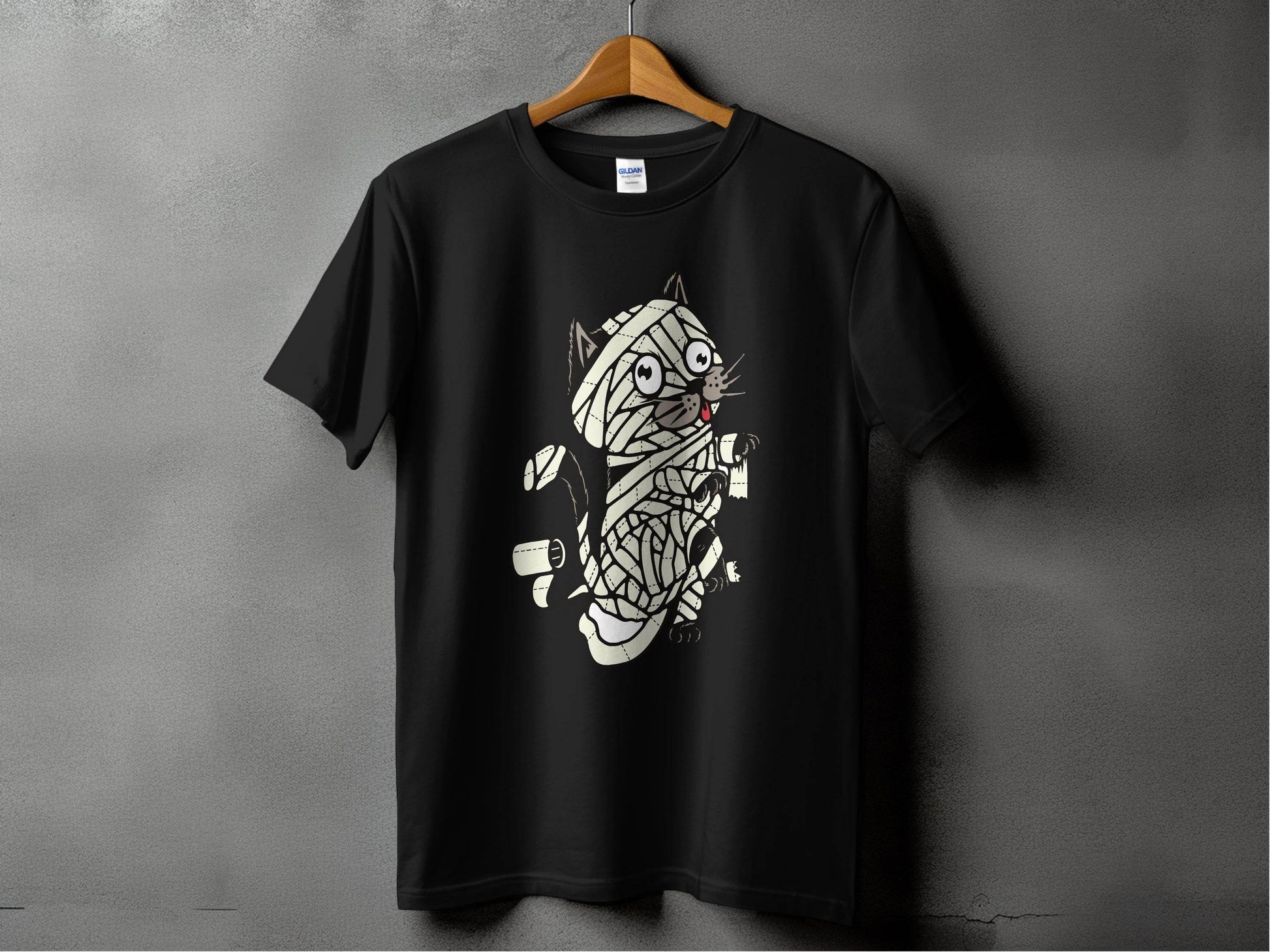 Halloween Mummy Cat Wrapped Up In Bandages Funny T-Shirt - Design & Vybe