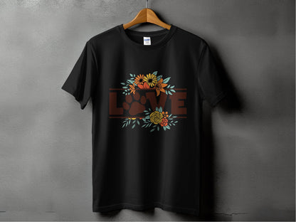 Floral Love Paw Print Design Graphic Flower Design T-Shirt - Design & Vybe