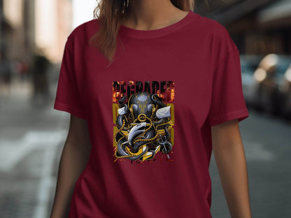 Degraded Design with Shark Anchor Octopus Artwork T-Shirt - Design & Vybe