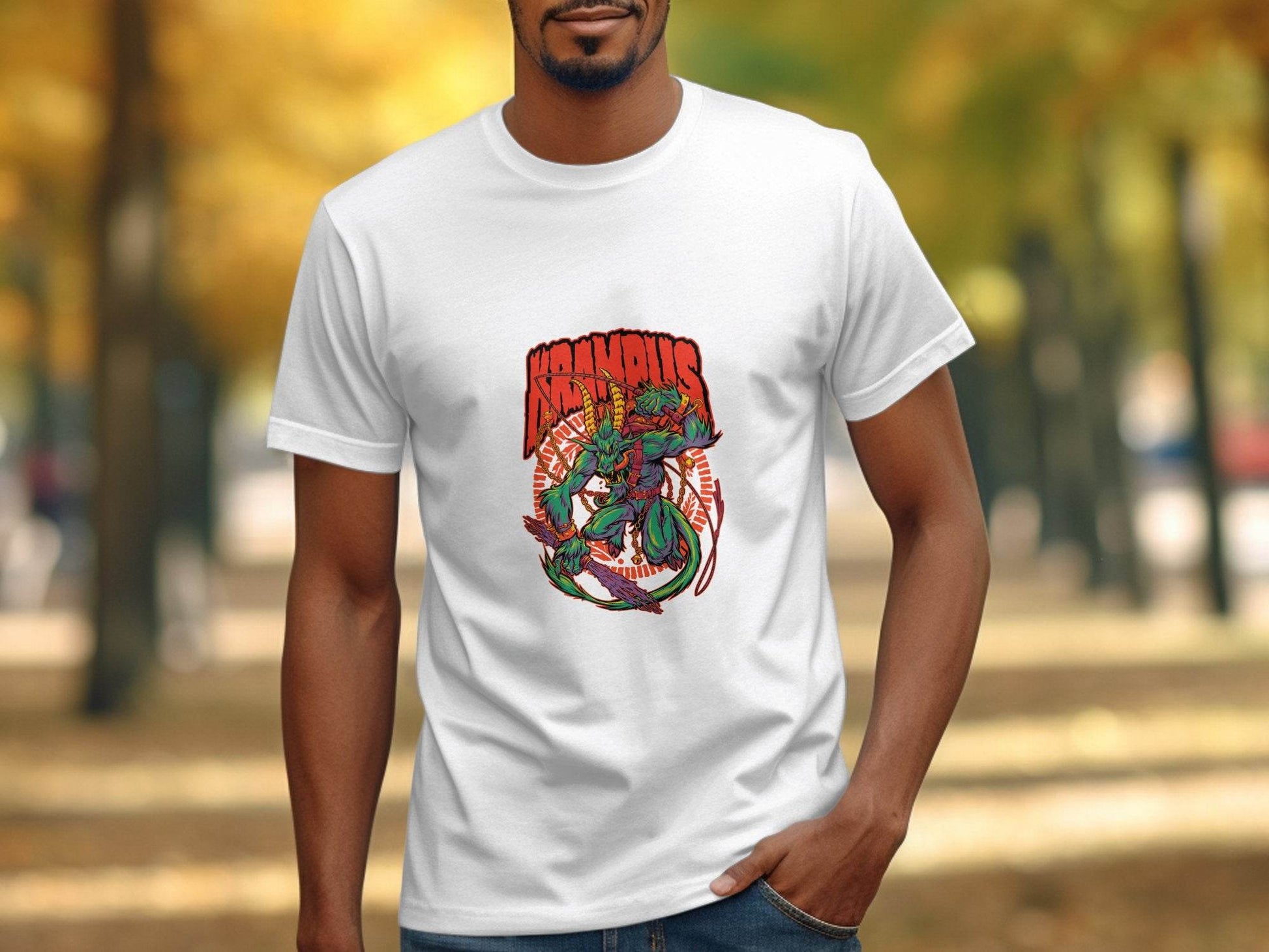 Krampus Demon and Chains Illustration Graphic T-Shirt - Design & Vybe