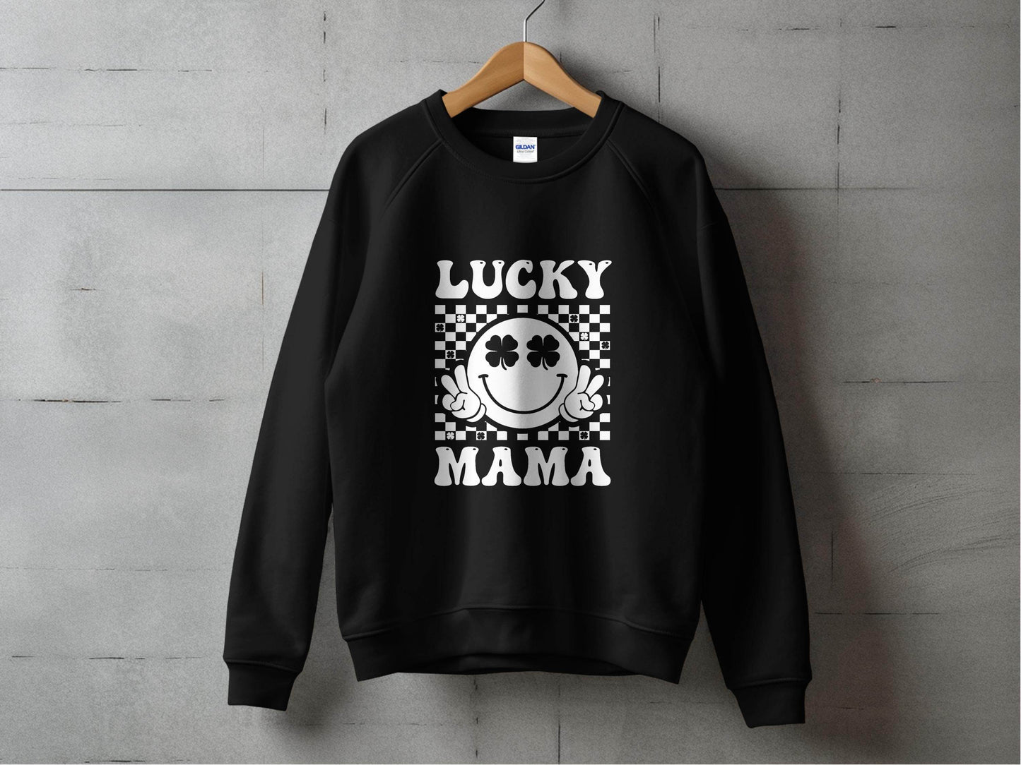 Lucky Mama St Patricks Day Design Smiley Face Sweater - Design & Vybe