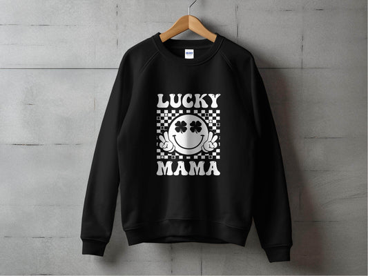 Lucky Mama St Patricks Day Design Smiley Face Sweater - Design & Vybe