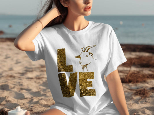 Love Goat Glitter Fun Trendy T-Shirt - Design & Vybe