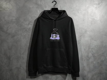 Never Trust Human Fish Skeleton Plastic Bag Design Hoodie - Design & Vybe