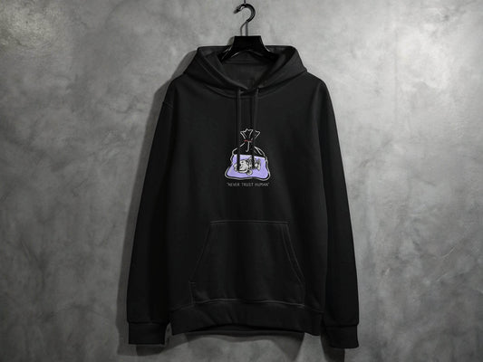 Never Trust Human Fish Skeleton Plastic Bag Design Hoodie - Design & Vybe