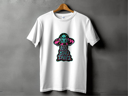 No Bad Trips Graphic Alien UFO Graphic Novelty T-Shirt - Design & Vybe