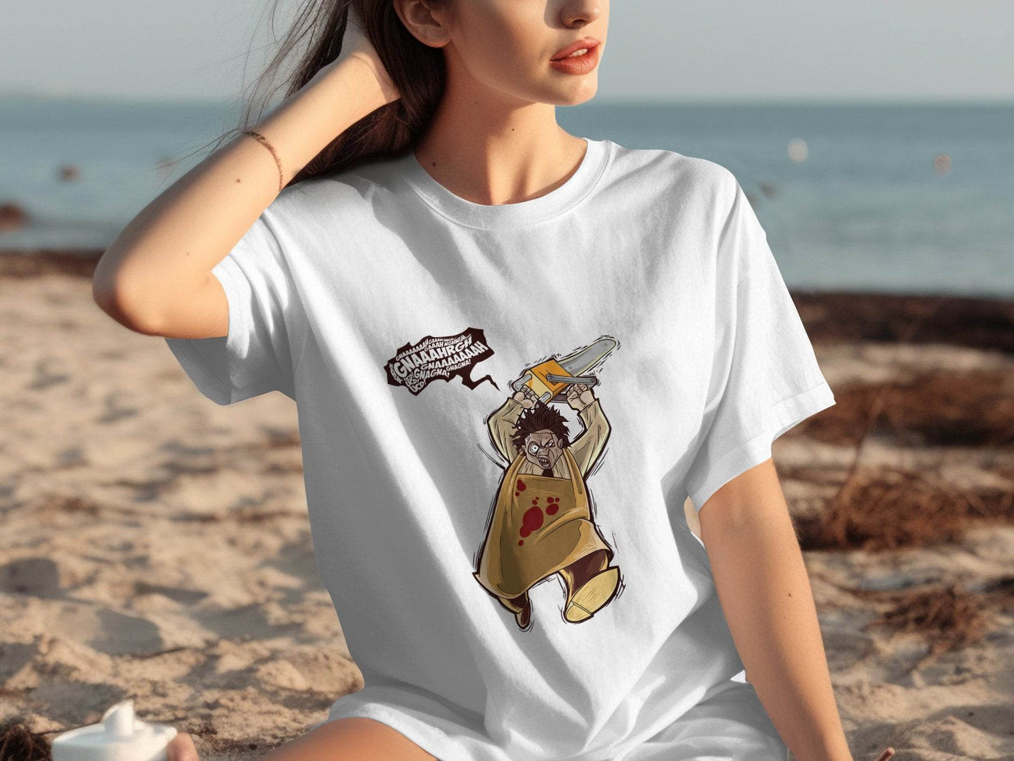 Horror Movie Villain with Chainsaw Illustration T-Shirt - Design & Vybe