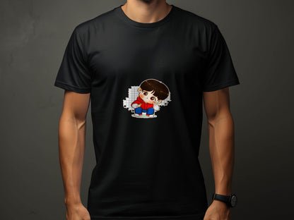 Cute Cartoon Boy In Red Hoodie Carrot in Hand T-Shirt - Design & Vybe