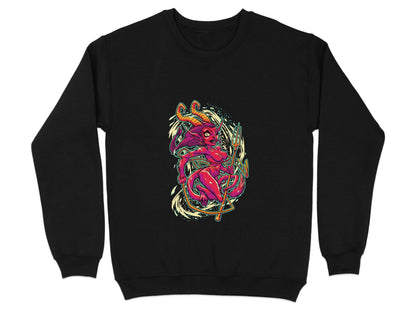Fiery Temptress Devil Girl Art With A Pitchfork Sweater - Design & Vybe