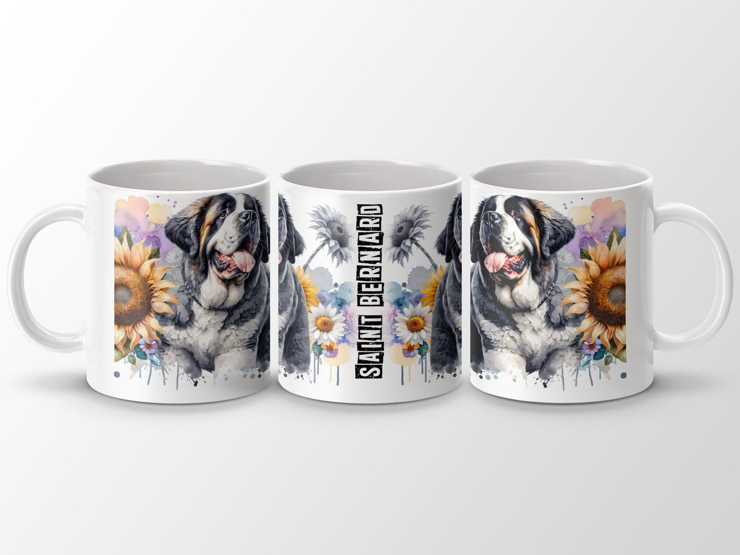 Saint Bernard Dog with Sunflowers Mug product