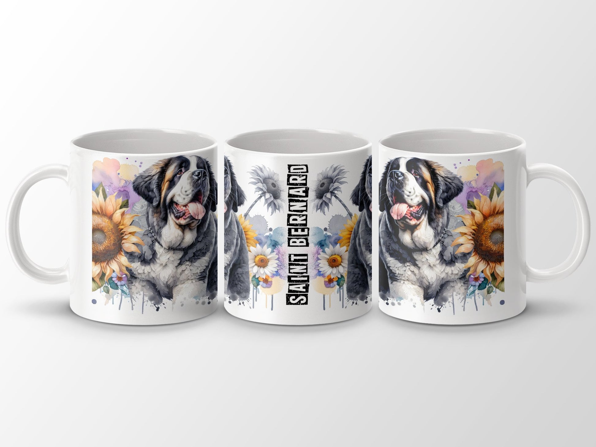 Saint Bernard Dog with Sunflowers Mug product