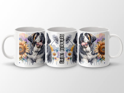 Saint Bernard Dog with Sunflowers Mug product