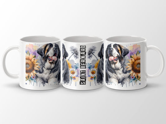 Saint Bernard Dog with Sunflowers Mug product