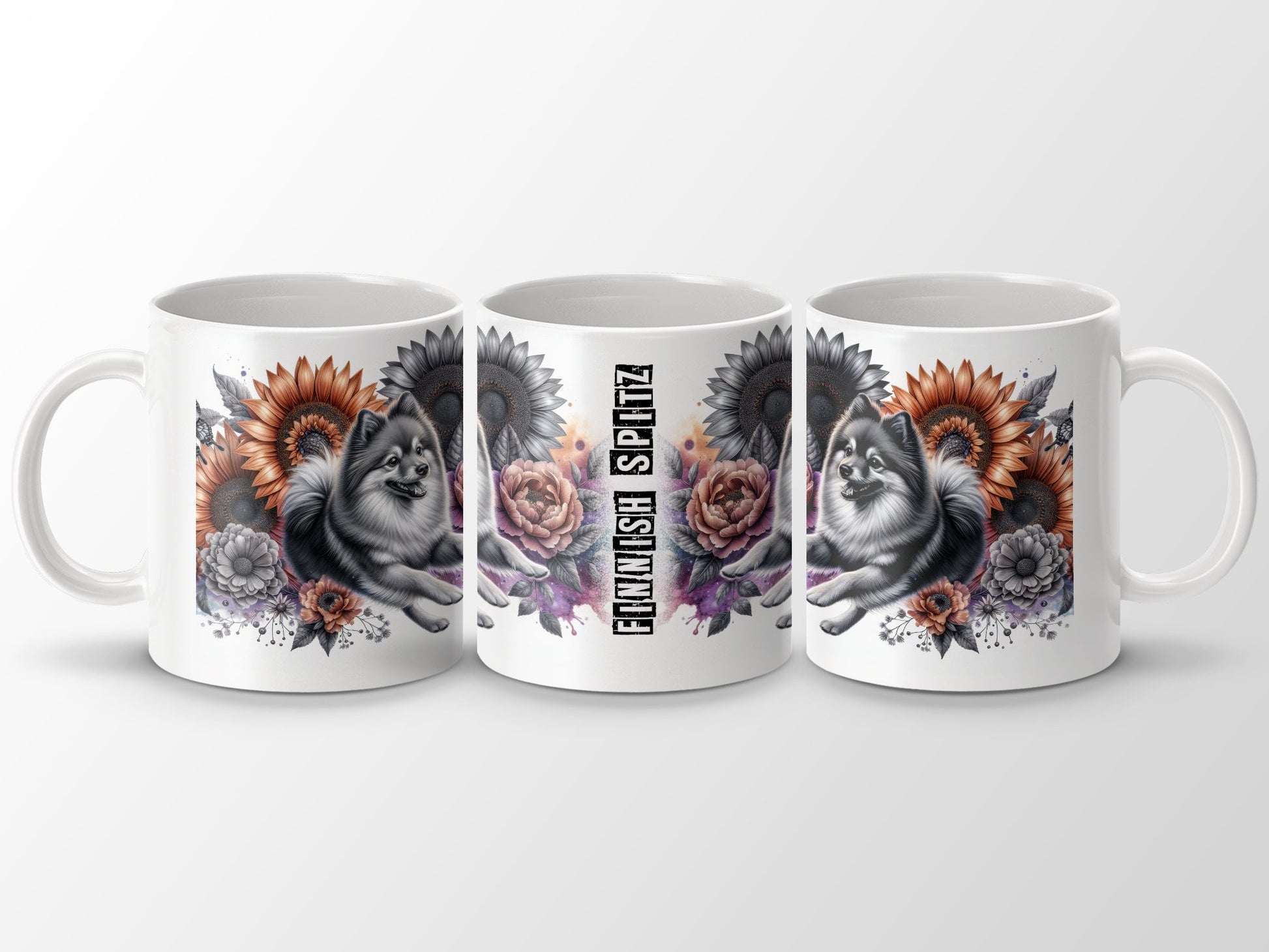 Finnish Spitz with Floral Art Mug product