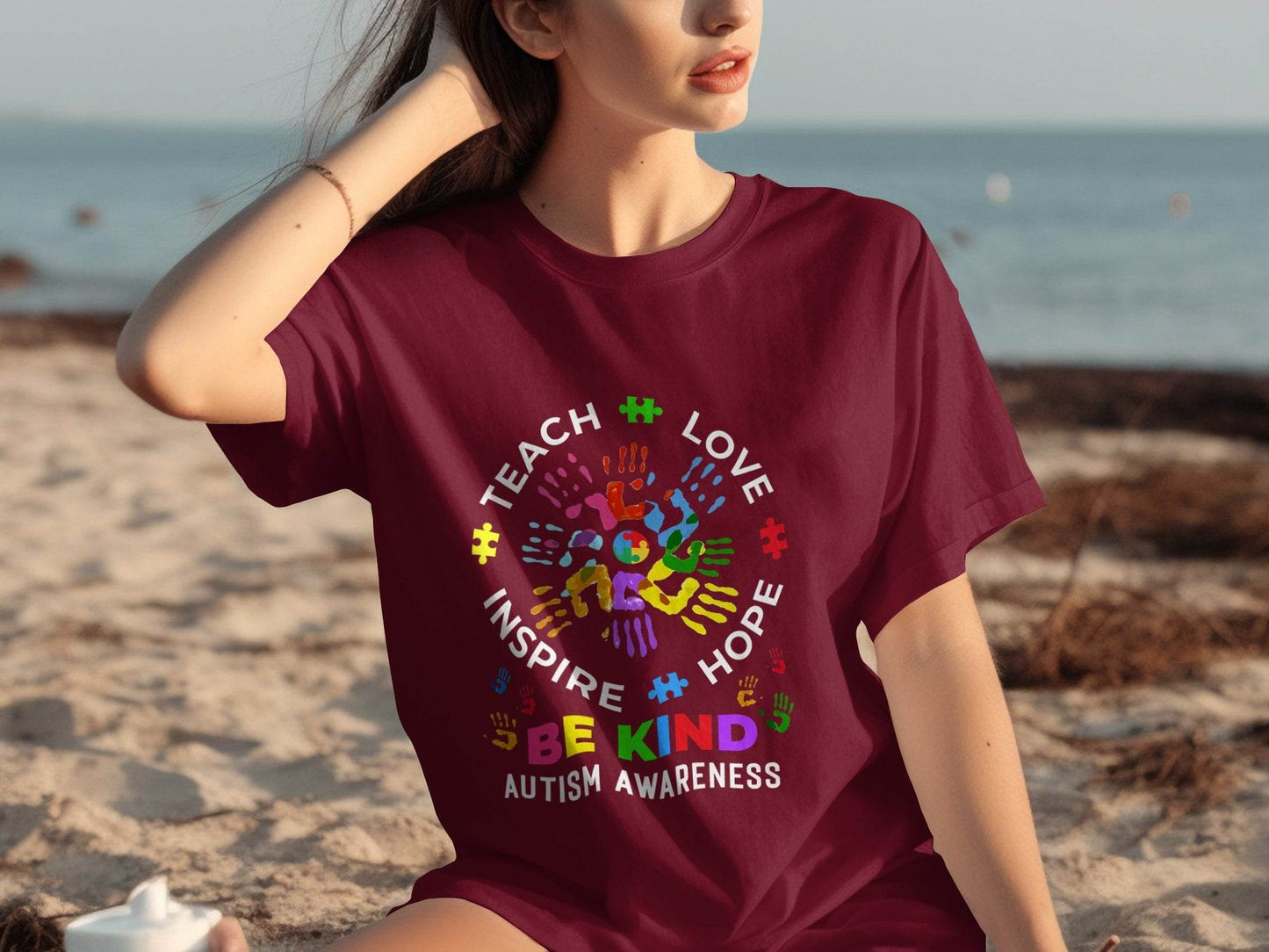 Autism Awareness Teach Love Inspire Hope Be Kind T-Shirt - Design & Vybe