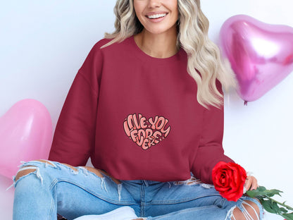 Love You Forever Heart Graphic Valentine's Day Sweater - Design & Vybe