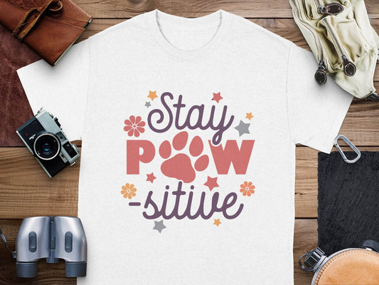 Stay Paw-sitive Pet Dog Animal Lover Graphic Design T-Shirt - Design & Vybe