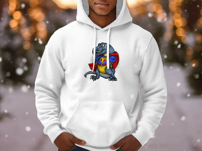 Superhero Dinosaur with Cap and Suit Design Hoodie - Design & Vybe