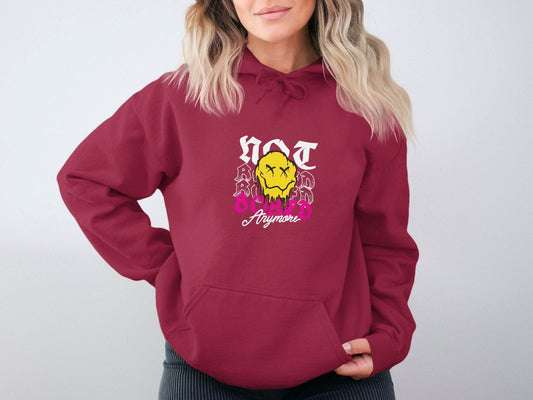 Melting Face Smiley Bored Expression Graphic Hoodie - Design & Vybe
