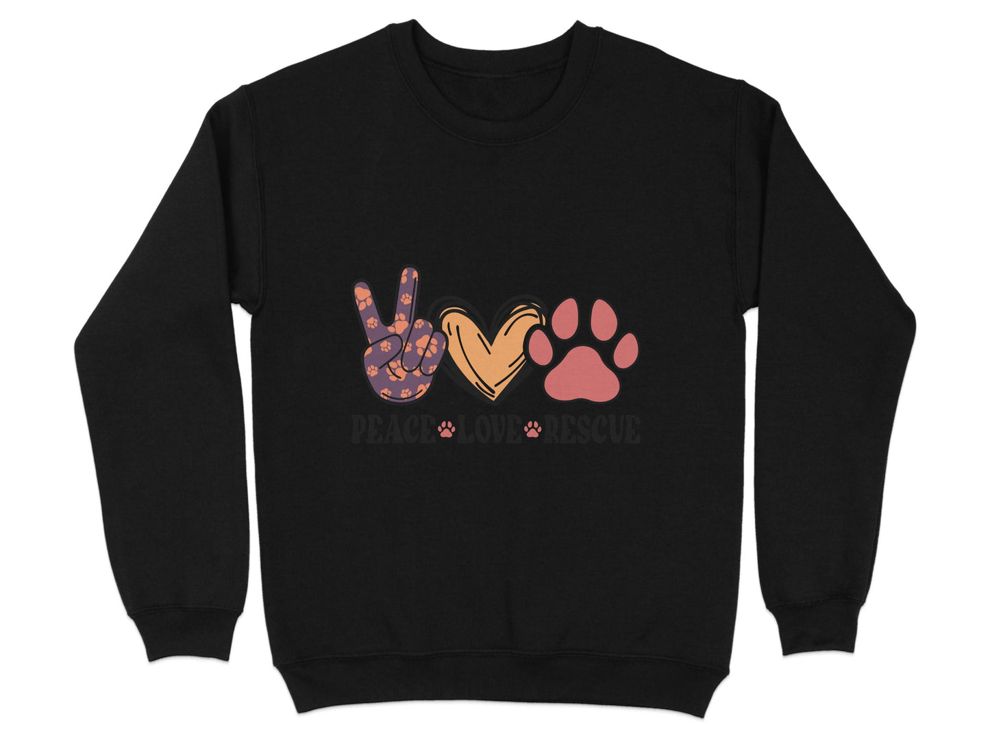 Peace Love Rescue Dog Paw Heart Pet Lover Graphic Sweater - Design & Vybe