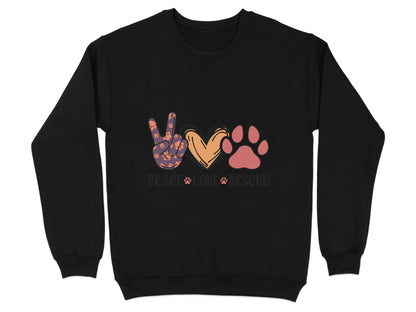Peace Love Rescue Dog Paw Heart Pet Lover Graphic Sweater - Design & Vybe