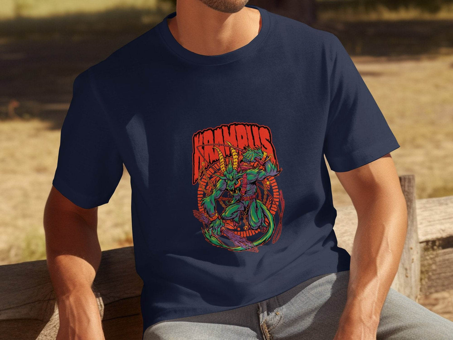 Krampus Demon and Chains Illustration Graphic T-Shirt - Design & Vybe