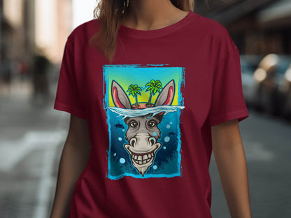 Funny Donkey With Tropical Background Graphic T-shirt product