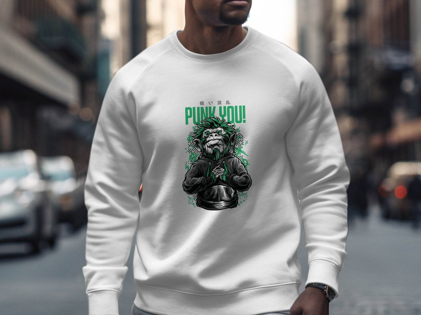 Punk You Green Hair Ape Graphic Style Unisex Sweater - Design & Vybe