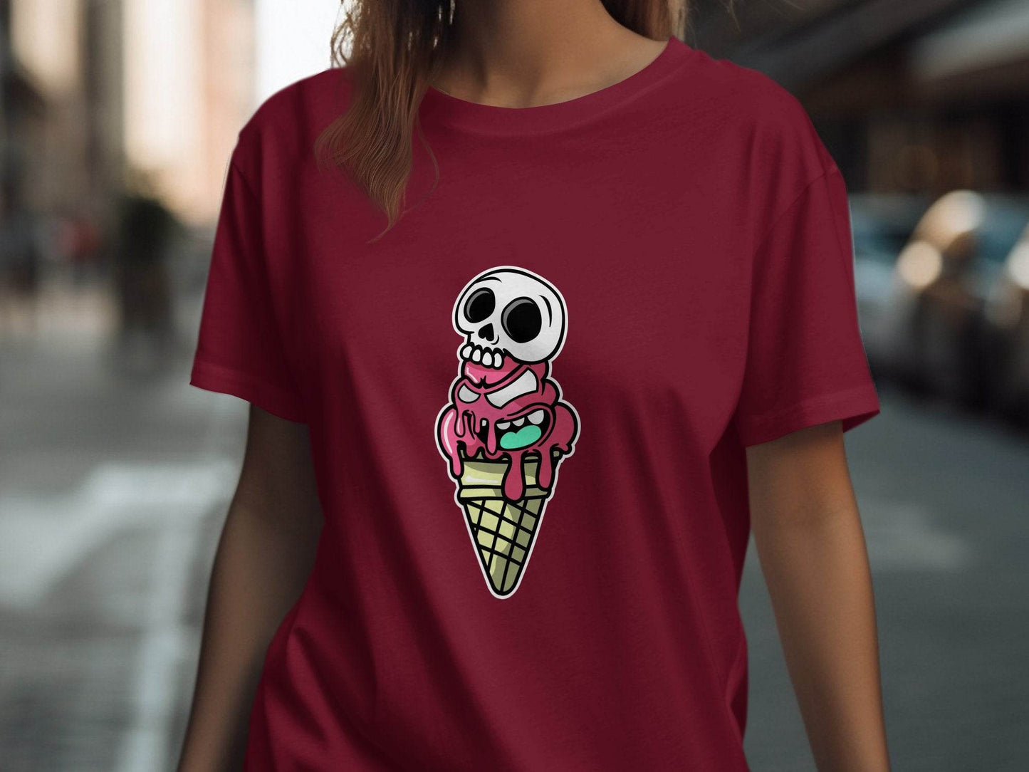 Skull and Melting Ice Cream Cone Graphic Design T-Shirt - Design & Vybe
