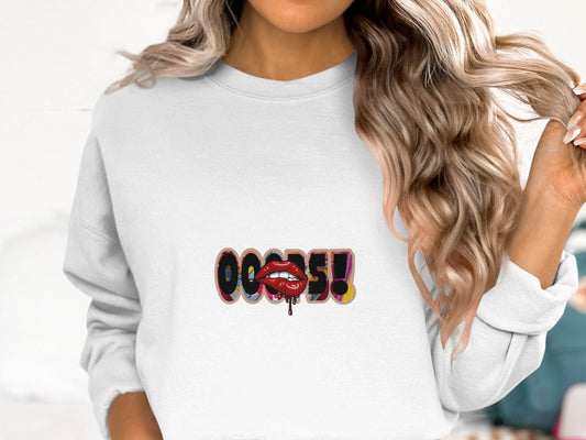 OOOPS With Red Lips Fashion Statement Sweater - Design & Vybe