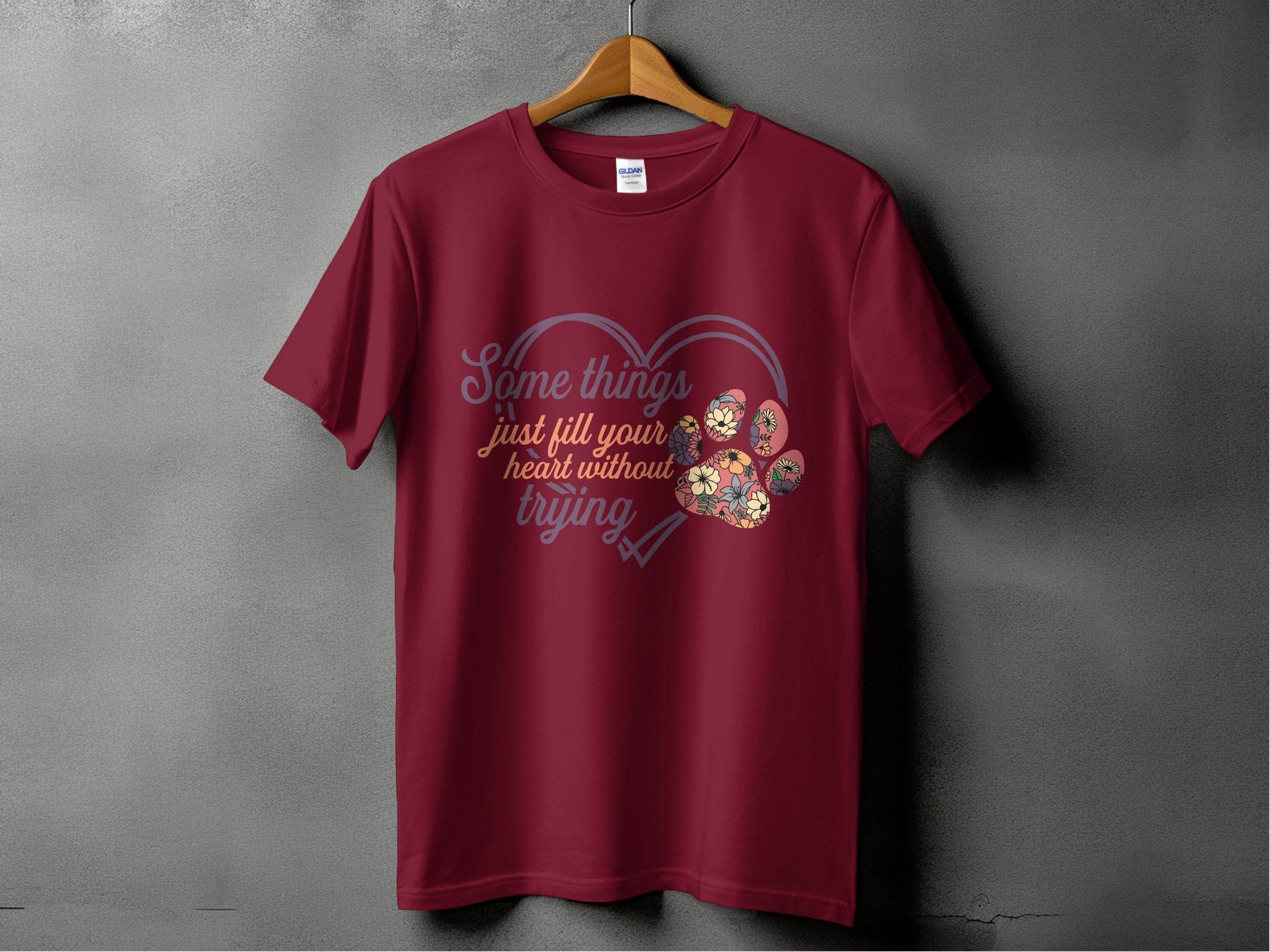 Some Things Fill Heart Without Trying Floral Paw Print T-Shirt - Design & Vybe