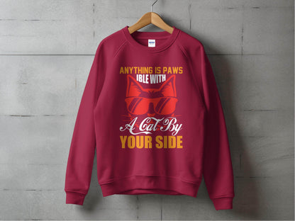 Cool Cat Graphic 'Anything is Paws Your Side' Sweater - Design & Vybe