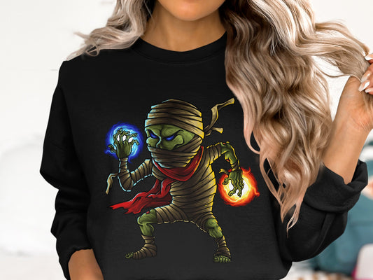 Spooky Mummy with Glowing Orbs Graphic Sweatshirt product
