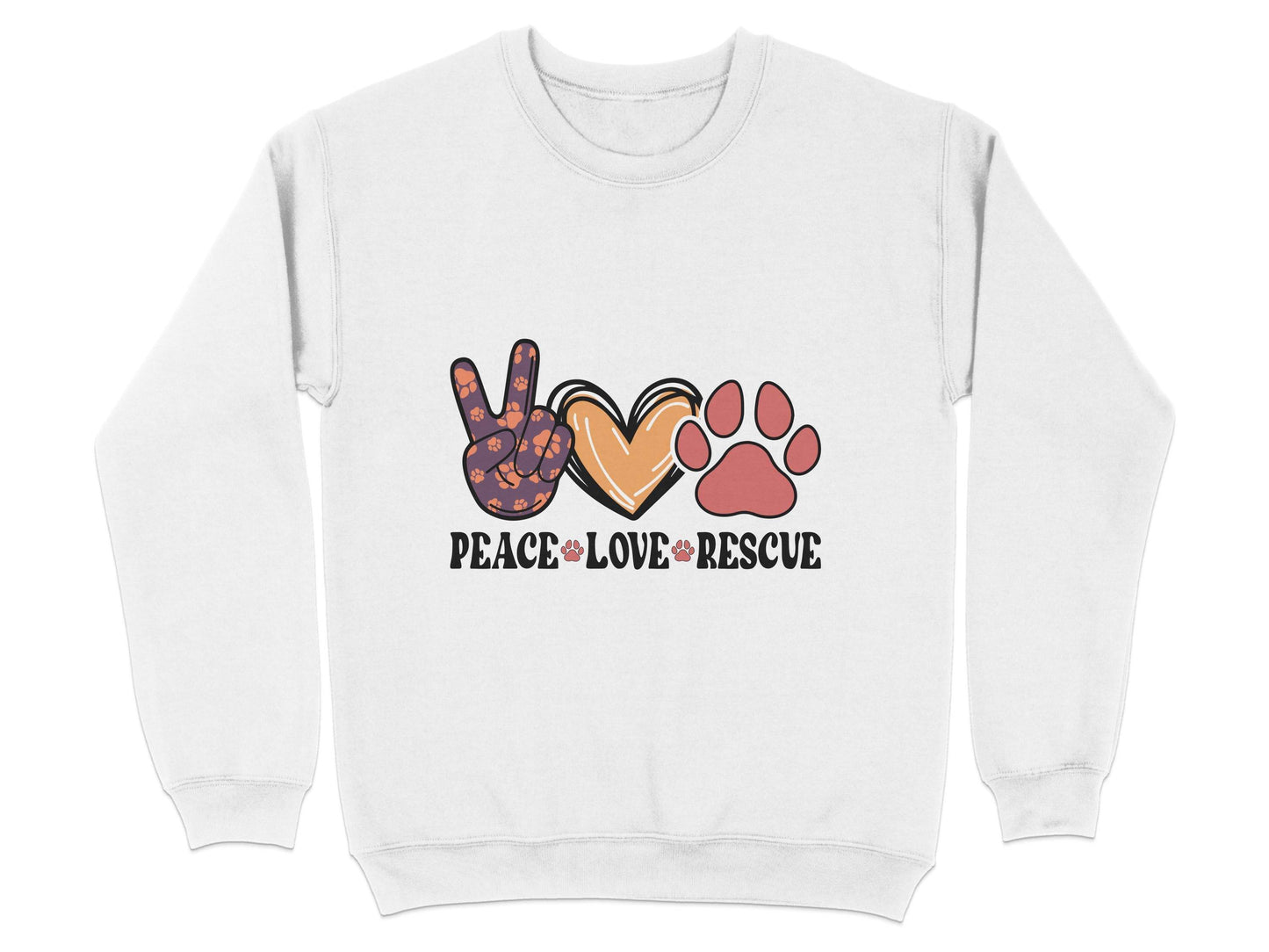 Peace Love Rescue Dog Paw Heart Pet Lover Graphic Sweater - Design & Vybe