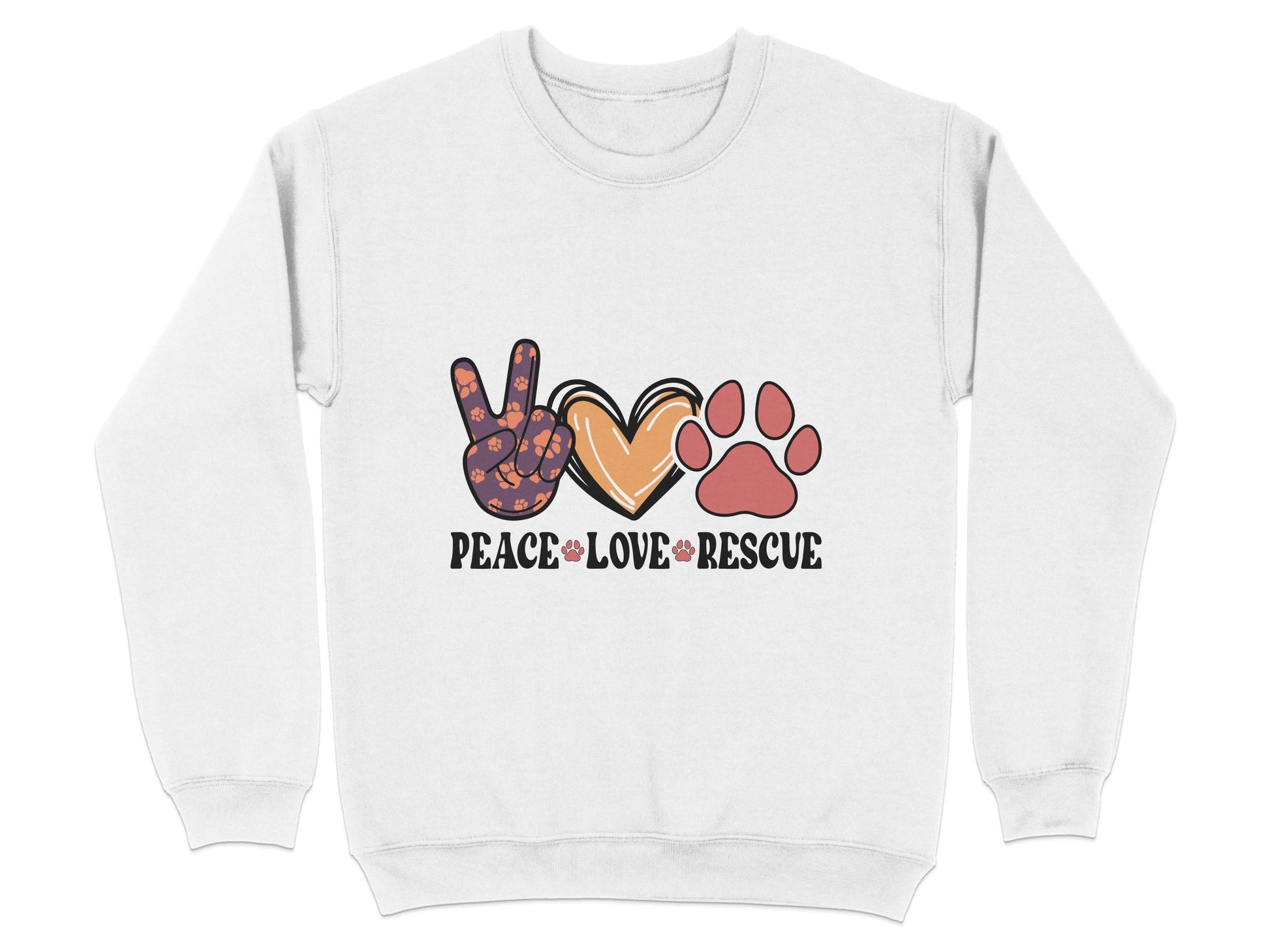 Peace Love Rescue Dog Paw Heart Pet Lover Graphic Sweater - Design & Vybe