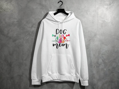 Dog Mom with Paw Print and Heartbeat Graphic Design Hoodie - Design & Vybe