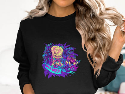 Predator Head With Leaves Awesome Graphic Design Sweater - Design & Vybe