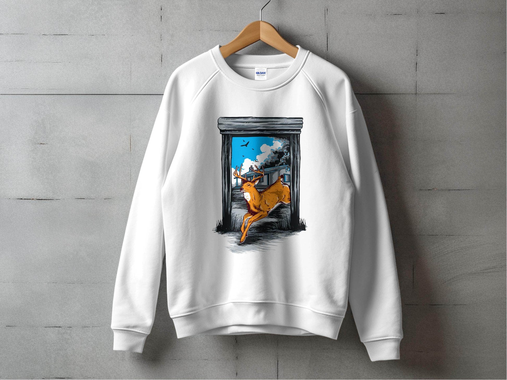 Wildlife Escape Deer Graphic Sweater - Design & Vybe