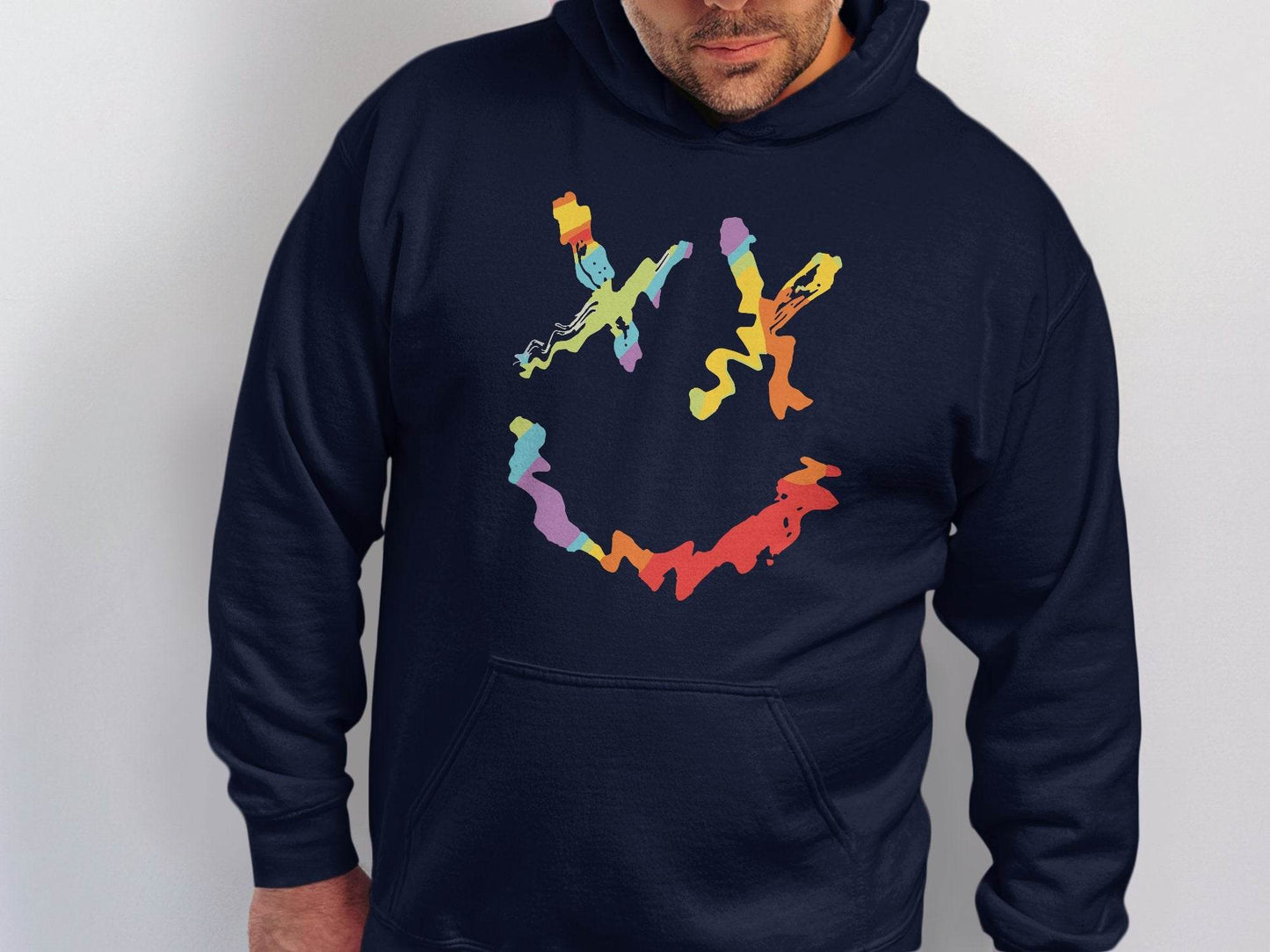 Unique Abstract Dead Smile Colorful Graphic Design Artwork Hoodie - Design & Vybe