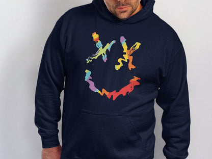 Unique Abstract Dead Smile Colorful Graphic Design Artwork Hoodie - Design & Vybe