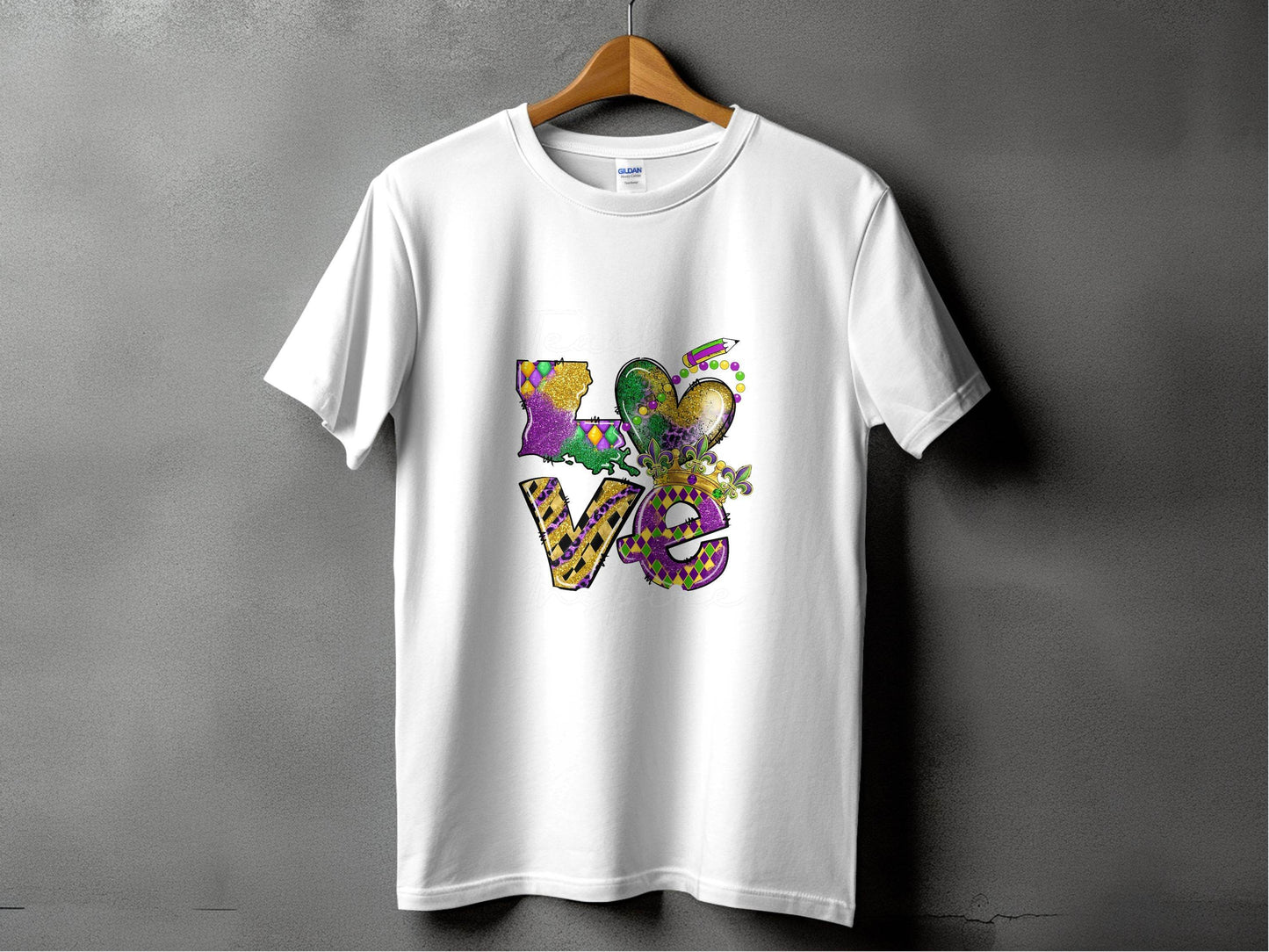 Teach Love Inspire Louisiana Heart Crown Mardi Gras T-Shirt - Design & Vybe