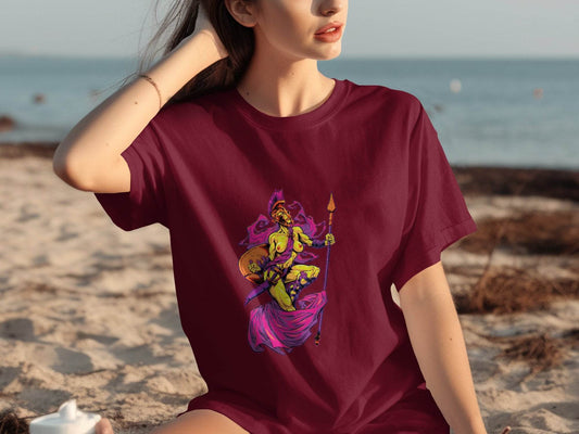 Striking Female Warrior with Spear Graphic Art T-Shirt - Design & Vybe