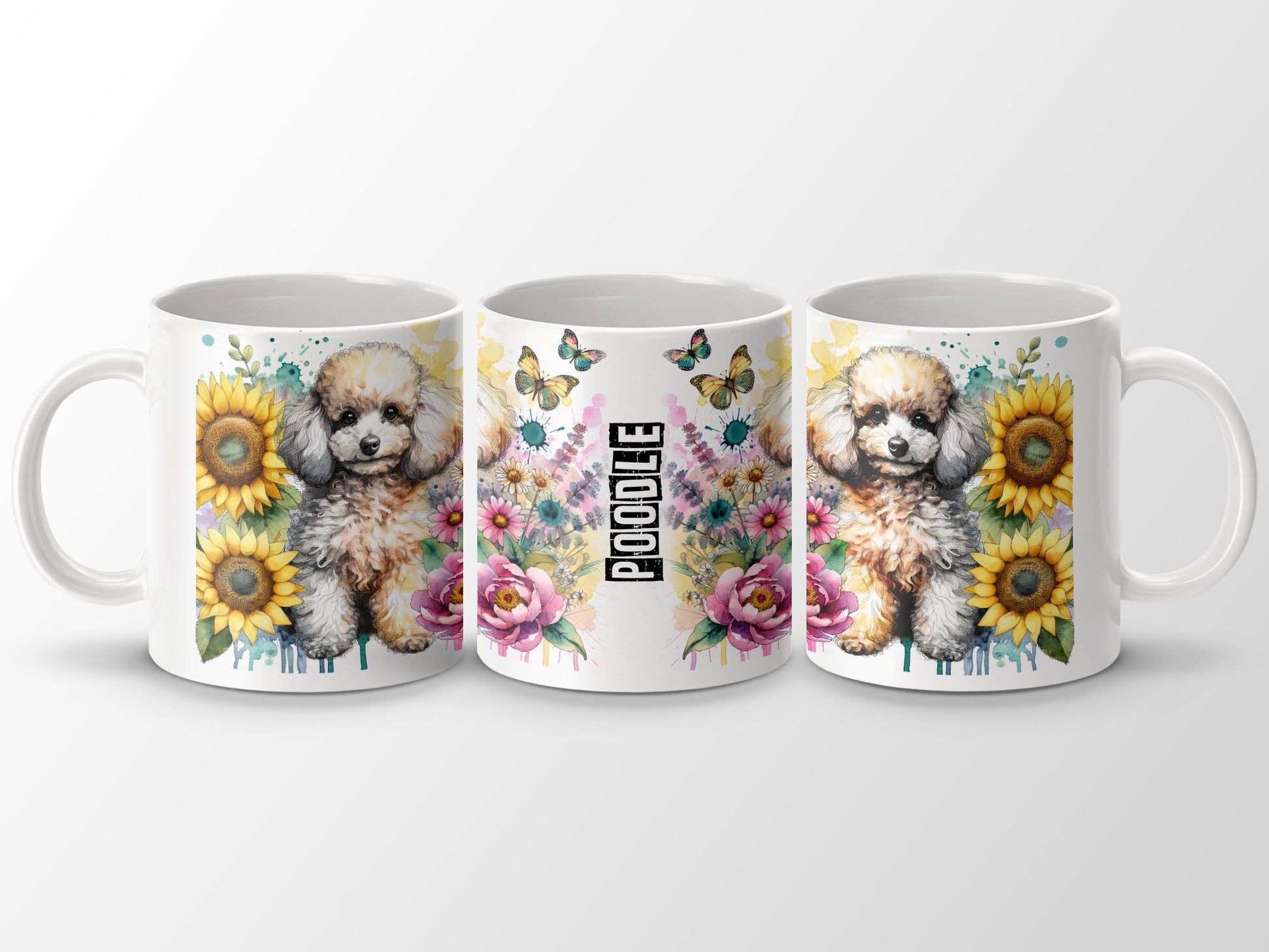 Cute Floral Poodle Mug Colorful Coffee Tea Cup product