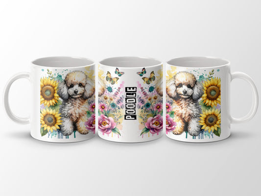 Cute Floral Poodle Mug Colorful Coffee Tea Cup product