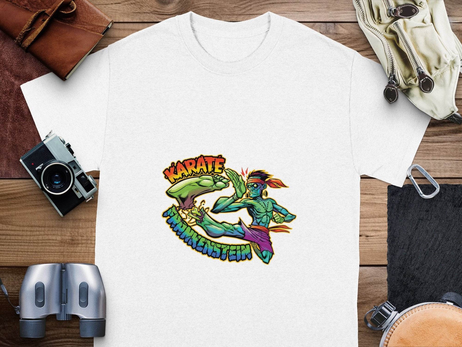 Karate Frankenstein Zombie Monster Funny Halloween T-Shirt - Design & Vybe