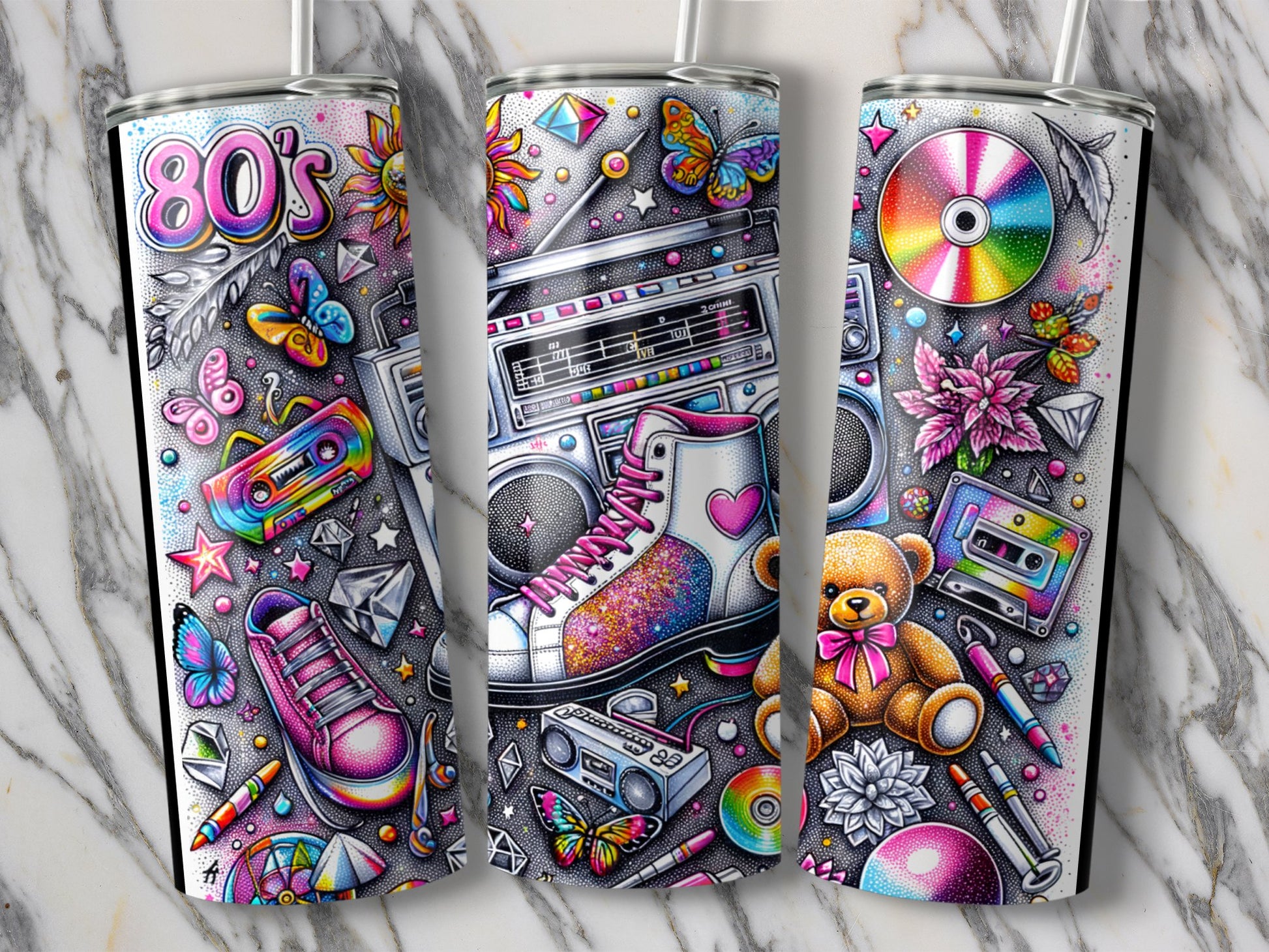 Vibrant Retro 80s Themed Colorful Tumbler product