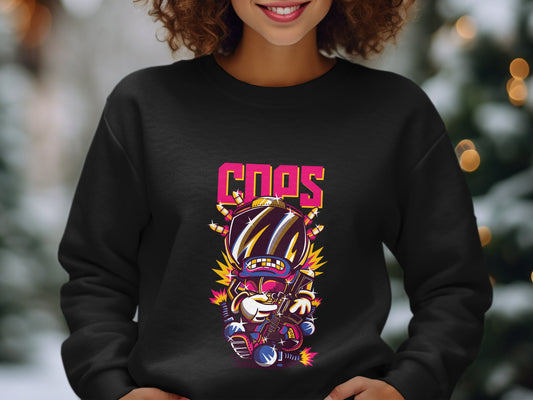 Colorful Cartoon Cop Graphic Sweatshirt product type