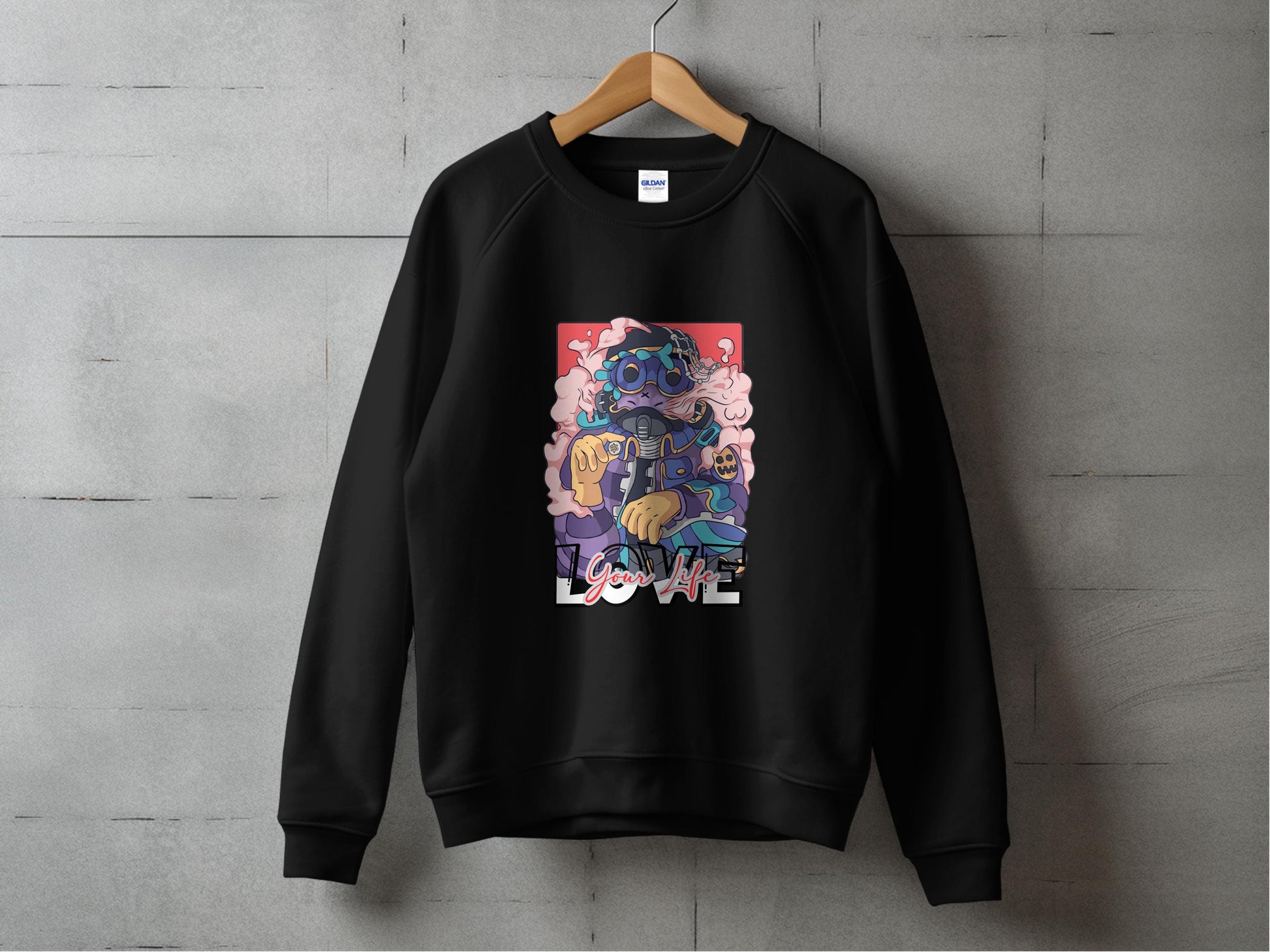 Love Cat Printed Design Long Sleeve Pullover product