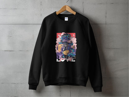 Love Cat Printed Design Long Sleeve Pullover product