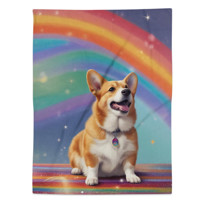 Colorful Rainbow Design with Cute Corgi Blanket product